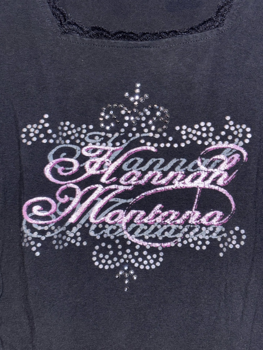 Y2K Black Lace Hannah Montana T-Shirt - Picture 2 of 9